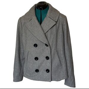 Merona Women's grey Double-Breasted Peacoat with hot pink liner. Excellent cond